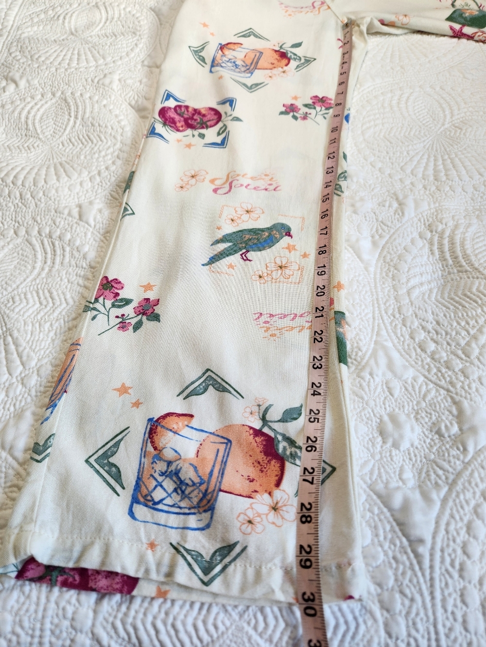 Women's Cream Printed Wide-Leg Lounge Pants - Picture 8 of 14